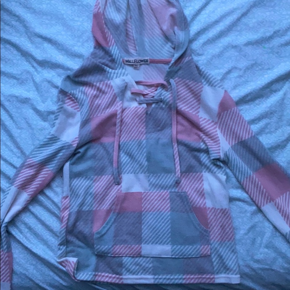 fleece pink white and grey long sleeve